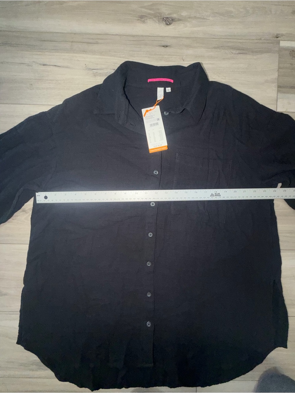 Women's Black Button- tunic Blouse - Top